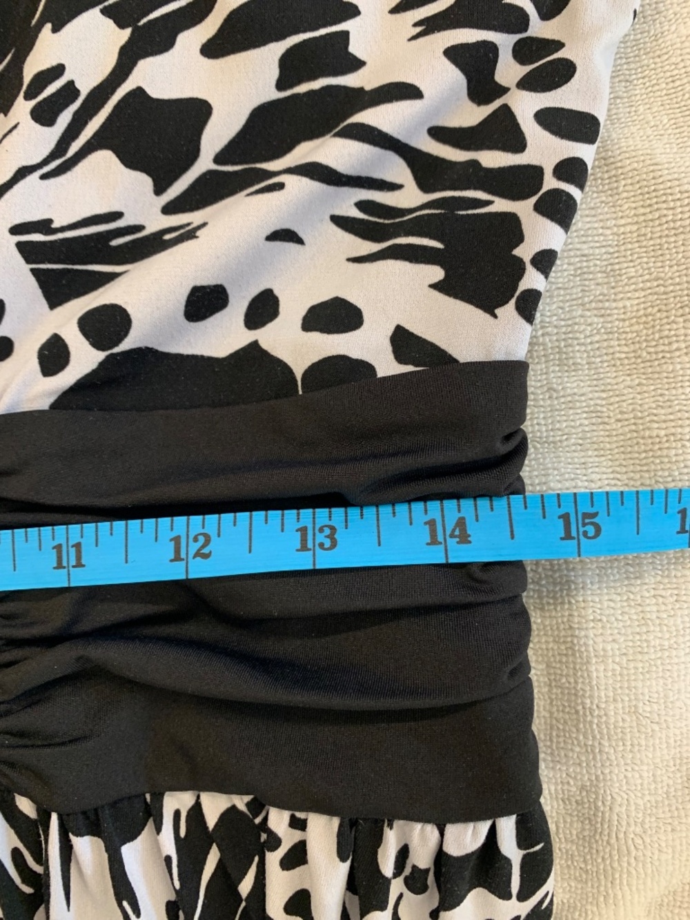 Tribal Black & White Abstract Print Dress Midi Fit & Flare Stretchy M - Picture 8 of 9
